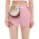 Pink Coconut Pattern Print Women's Split Running Shorts