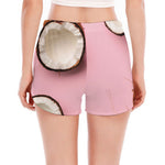 Pink Coconut Pattern Print Women's Split Running Shorts