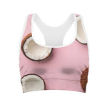 Pink Coconut Pattern Print Women's Sports Bra