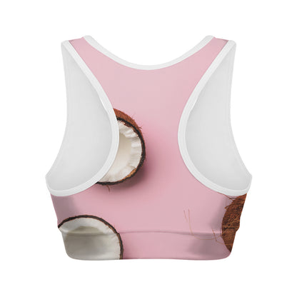 Pink Coconut Pattern Print Women's Sports Bra