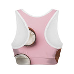 Pink Coconut Pattern Print Women's Sports Bra