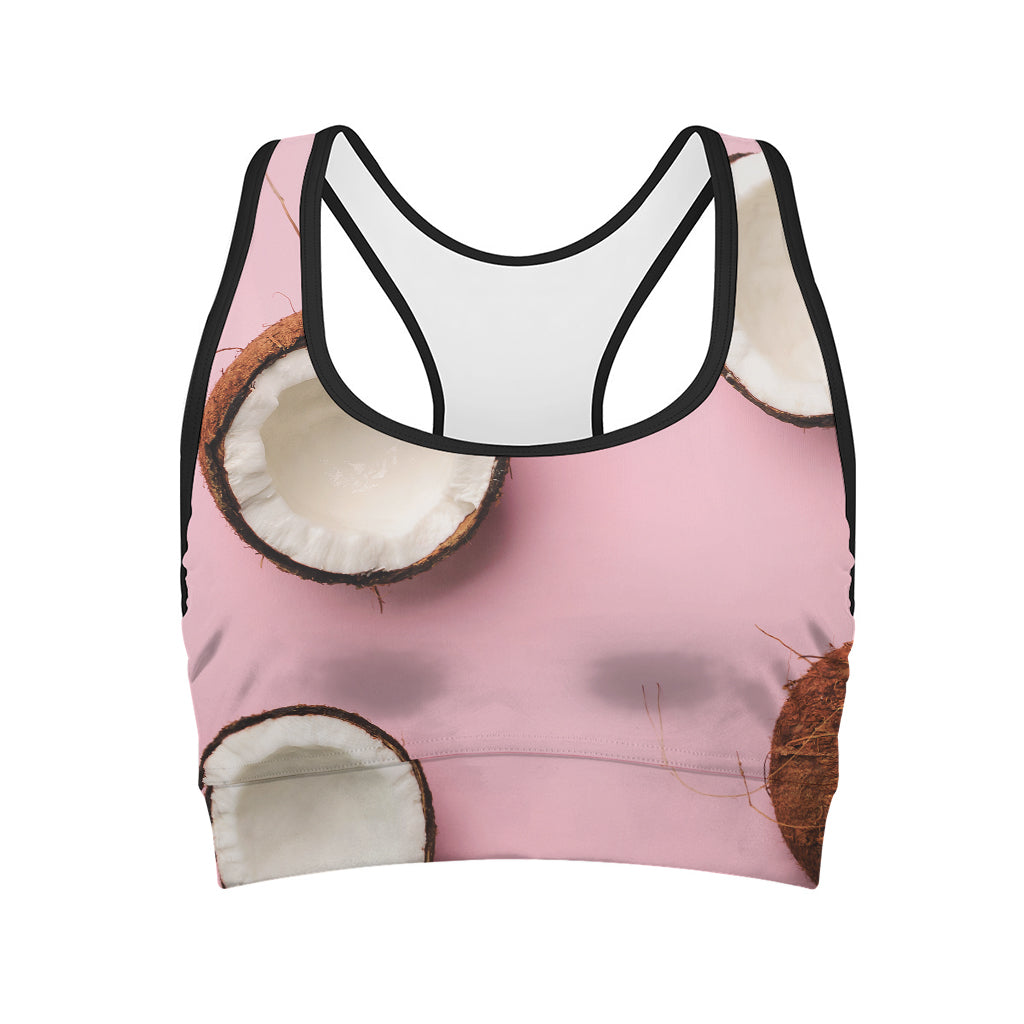 Pink Coconut Pattern Print Women's Sports Bra