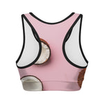 Pink Coconut Pattern Print Women's Sports Bra