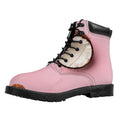Pink Coconut Pattern Print Padded Collar Lace Up Boots