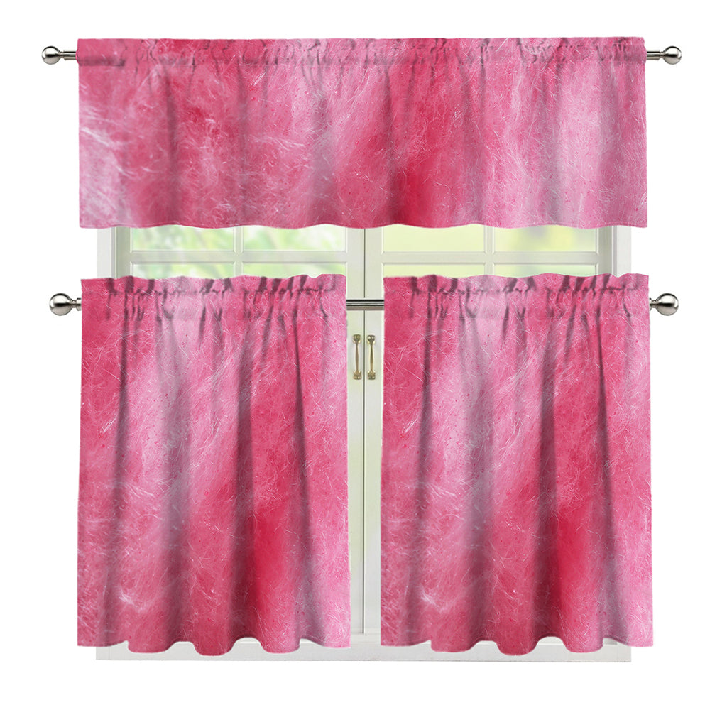 Pink Cotton Candy Print 3 Piece Kitchen Curtains