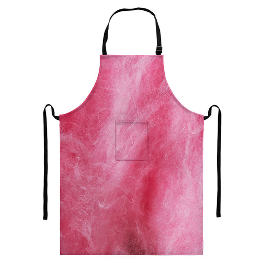 Pink Cotton Candy Print Bib Apron With Pocket