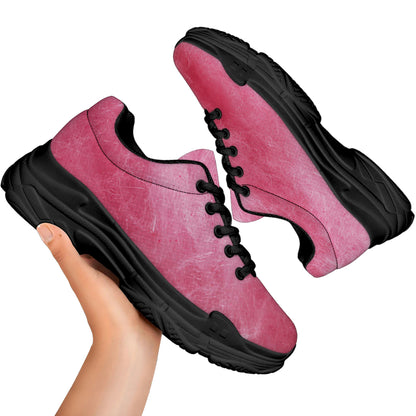 Pink Cotton Candy Print Black Chunky Shoes