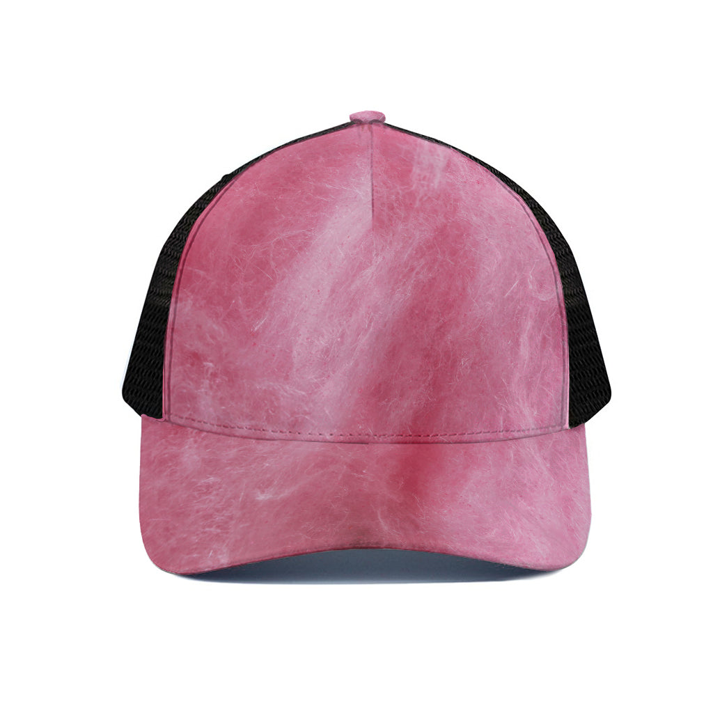 Pink Cotton Candy Print Black Mesh Trucker Cap