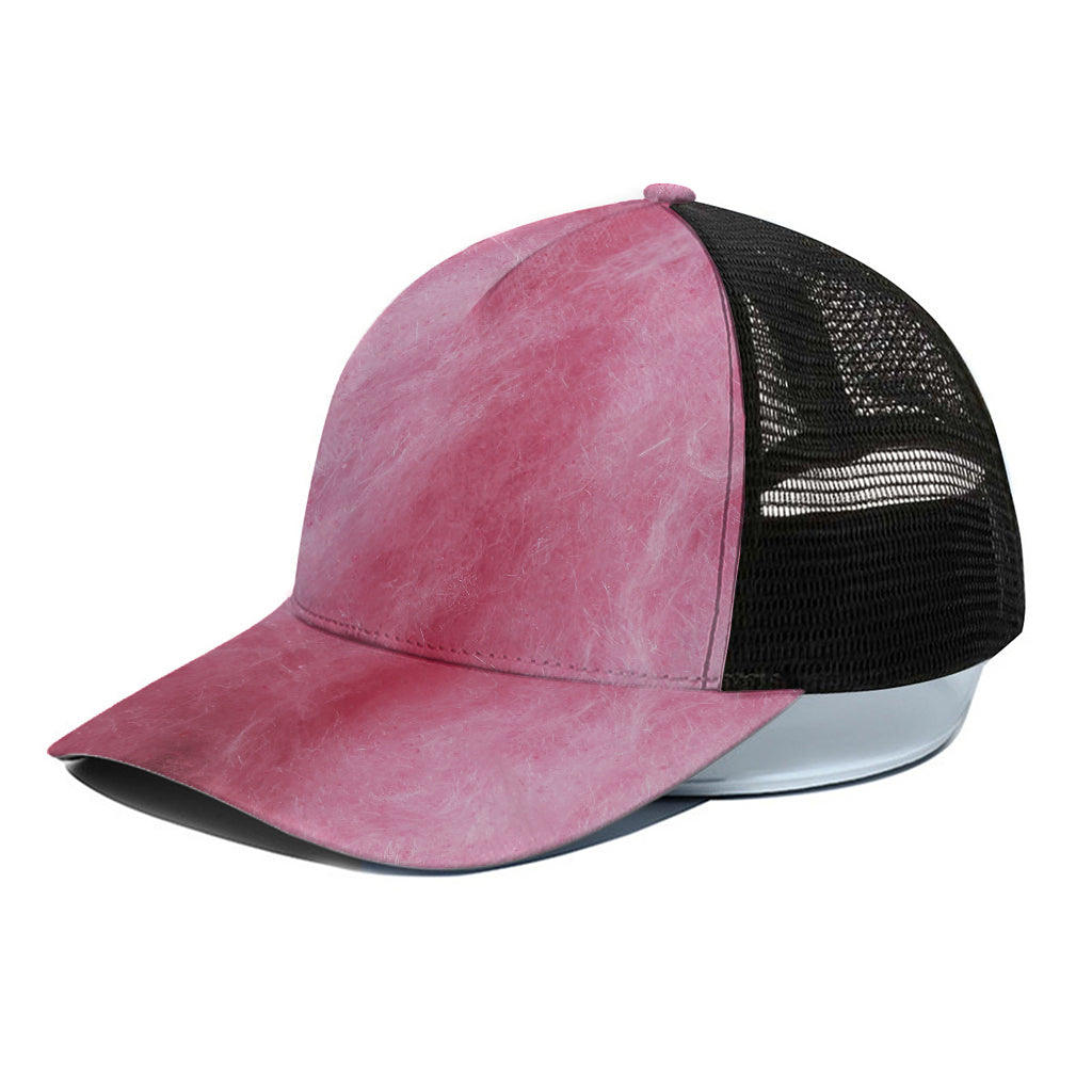 Pink Cotton Candy Print Black Mesh Trucker Cap