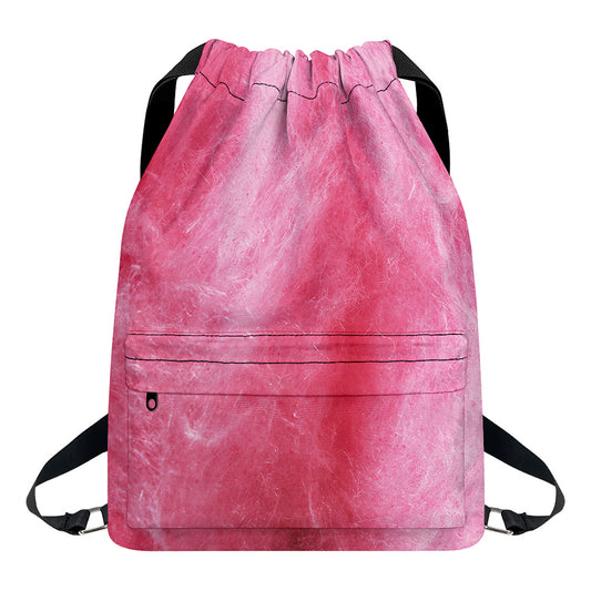 Pink Cotton Candy Print Drawstring Backpack