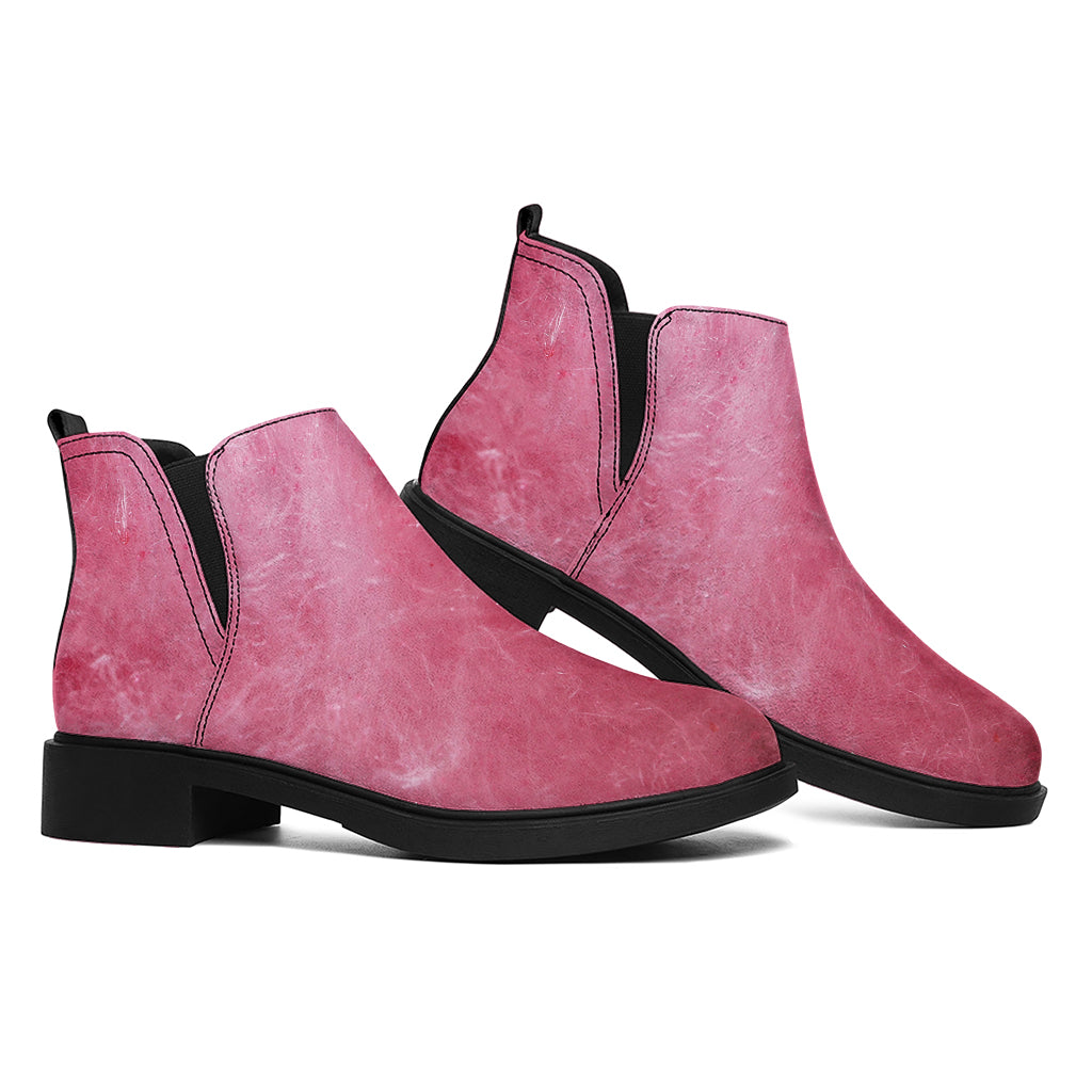 Pink Cotton Candy Print Flat Ankle Boots