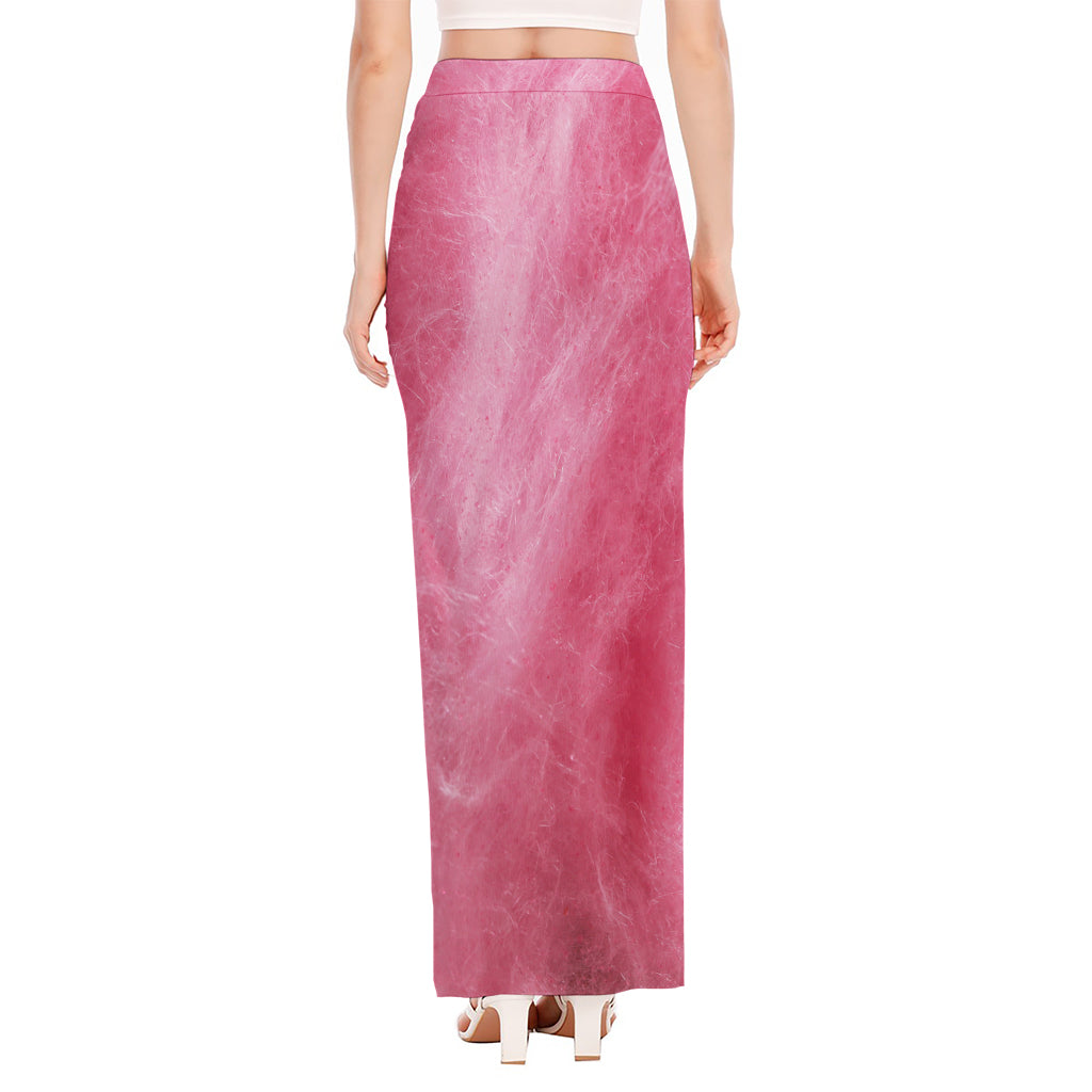 Pink Cotton Candy Print High Slit Maxi Skirt