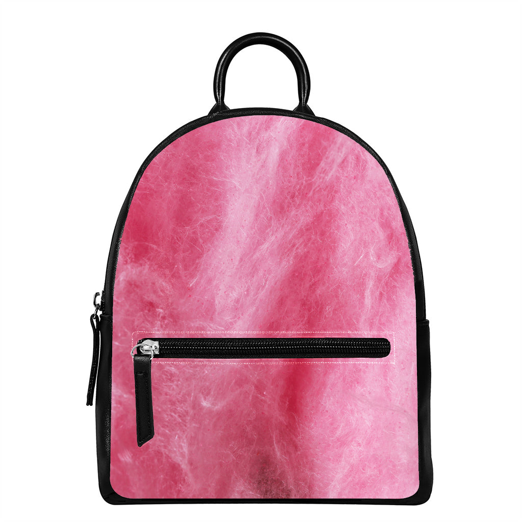 Pink Cotton Candy Print Leather Backpack