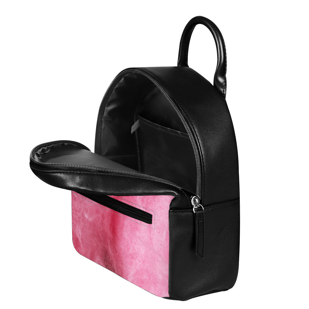 Pink Cotton Candy Print Leather Backpack