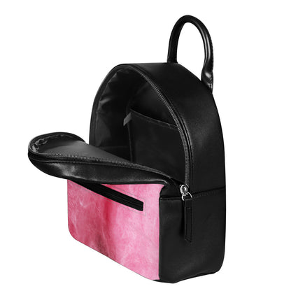 Pink Cotton Candy Print Leather Backpack