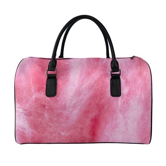 Pink Cotton Candy Print Leather Duffle Bag
