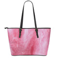 Pink Cotton Candy Print Leather Tote Bag With Zipper