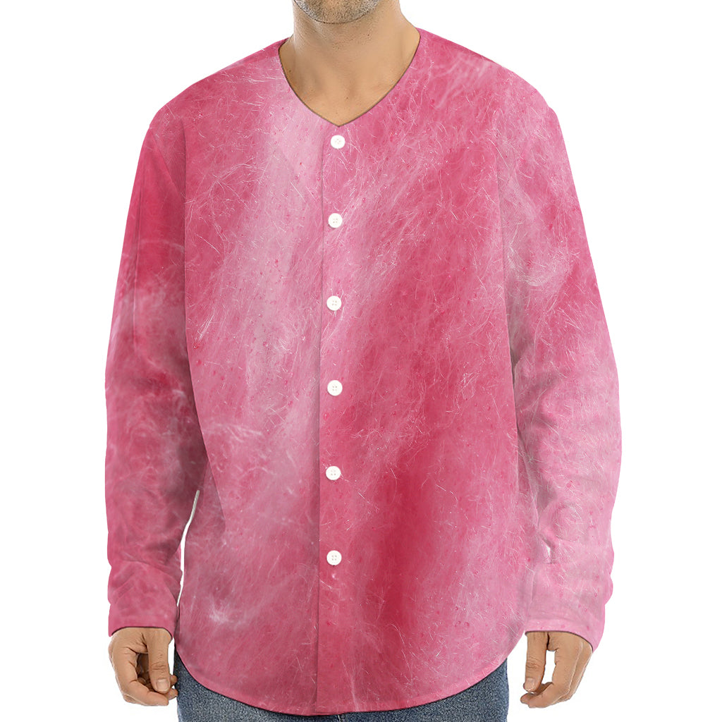 Pink Cotton Candy Print Long Sleeve Baseball Jersey