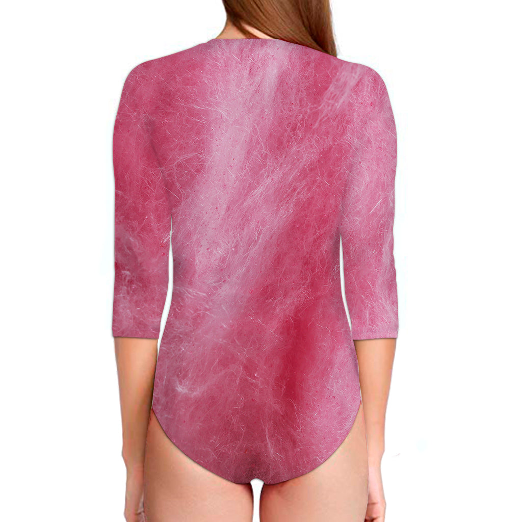 Pink Cotton Candy Print Long Sleeve Swimsuit