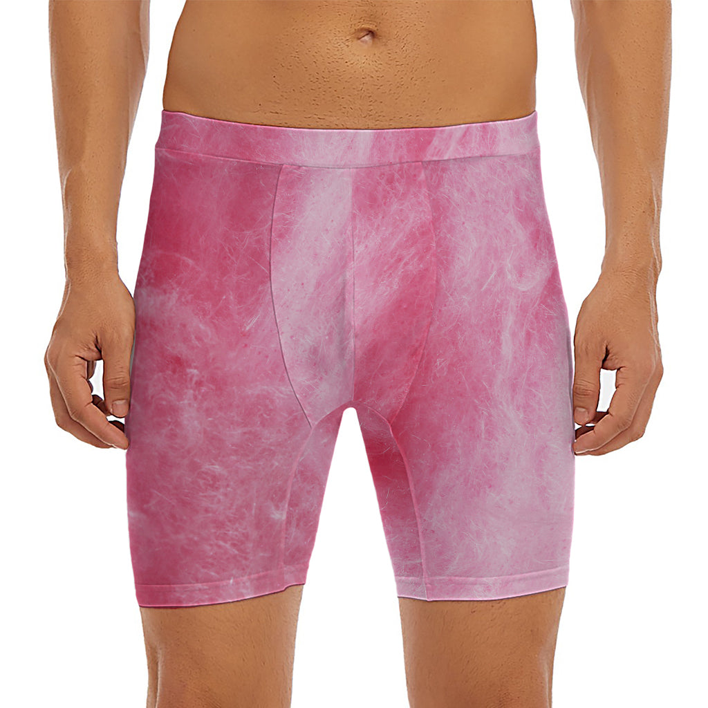 Pink Cotton Candy Print Men's Long Boxer Briefs