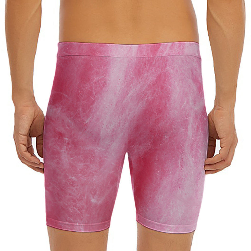 Pink Cotton Candy Print Men's Long Boxer Briefs