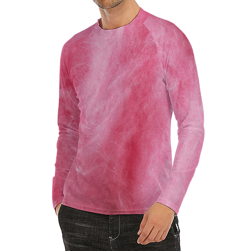 Pink Cotton Candy Print Men's Long Sleeve Rash Guard