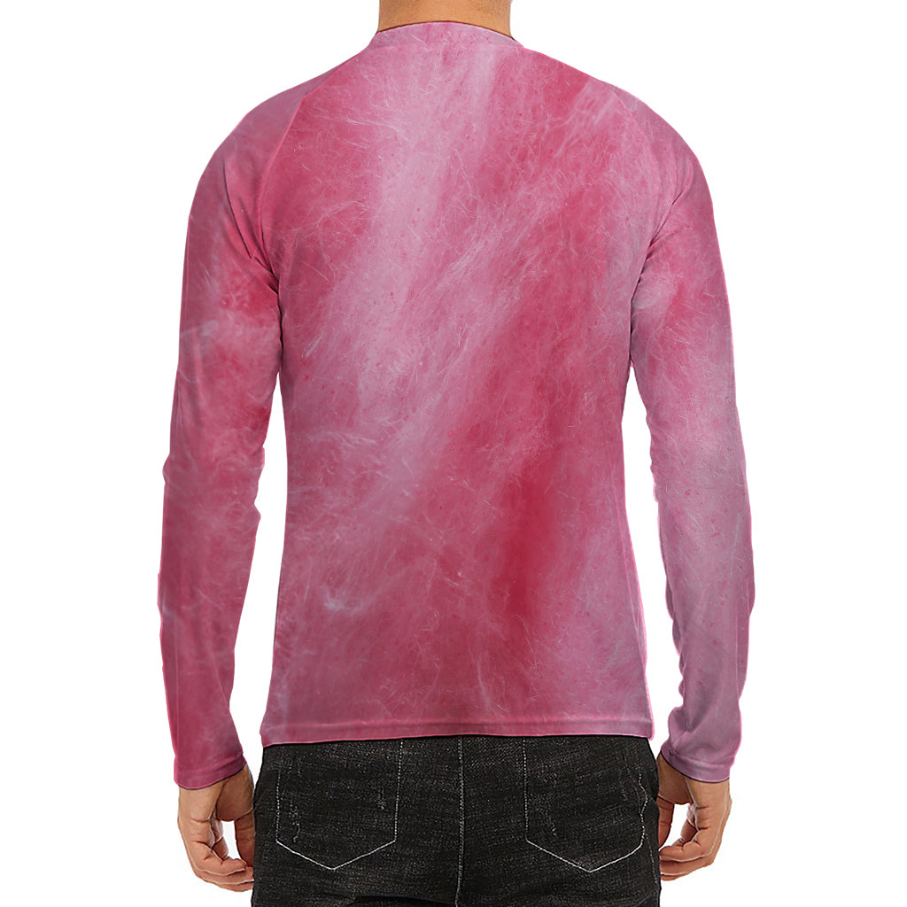 Pink Cotton Candy Print Men's Long Sleeve Rash Guard