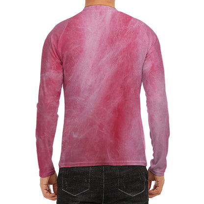 Pink Cotton Candy Print Men's Long Sleeve Rash Guard