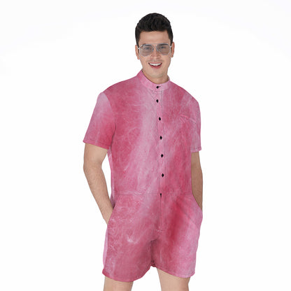 Pink Cotton Candy Print Men's Rompers