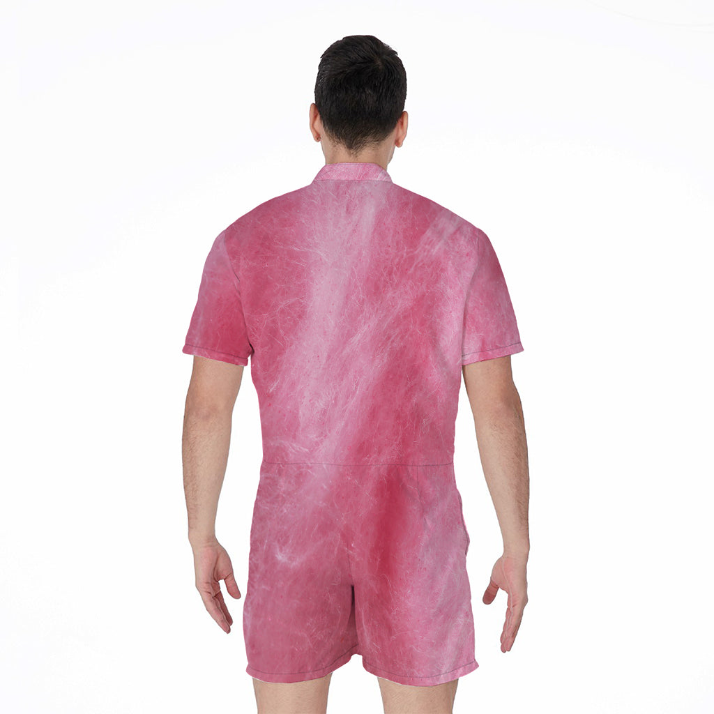 Pink Cotton Candy Print Men's Rompers