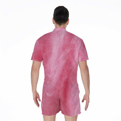 Pink Cotton Candy Print Men's Rompers