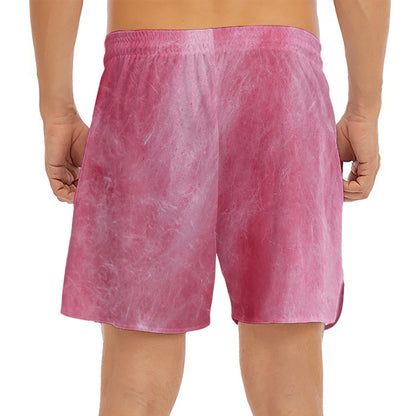 Pink Cotton Candy Print Men's Split Running Shorts