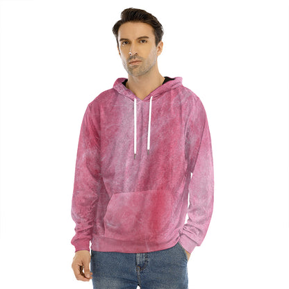 Pink Cotton Candy Print Men's Velvet Pullover Hoodie