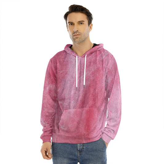 Pink Cotton Candy Print Men's Velvet Pullover Hoodie
