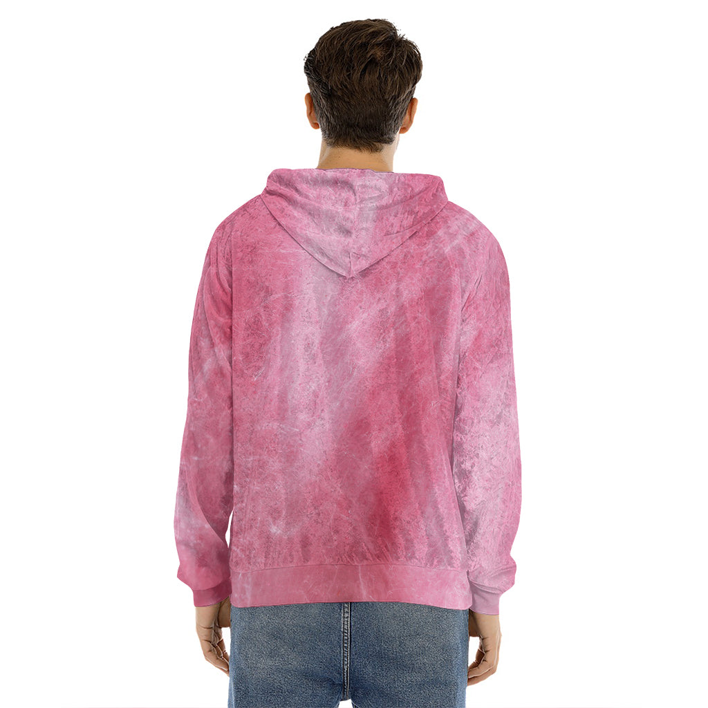 Pink Cotton Candy Print Men's Velvet Pullover Hoodie