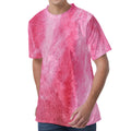 Pink Cotton Candy Print Men's Velvet T-Shirt