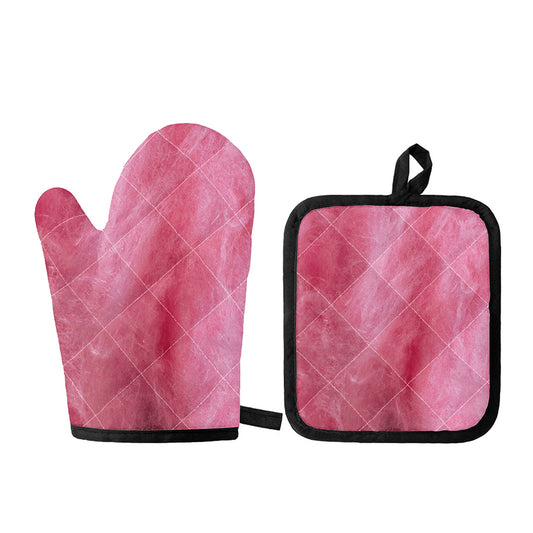 Pink Cotton Candy Print Oven Mitt And Pot Holder Set