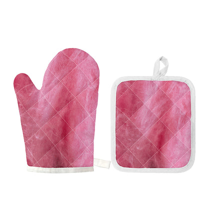 Pink Cotton Candy Print Oven Mitt And Pot Holder Set