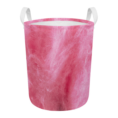 Pink Cotton Candy Print Round Laundry Basket