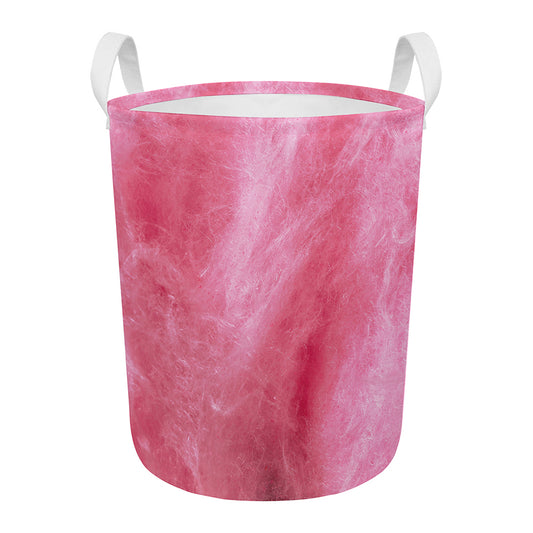 Pink Cotton Candy Print Round Laundry Basket