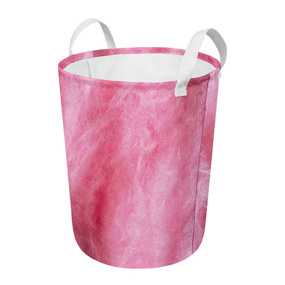 Pink Cotton Candy Print Round Laundry Basket