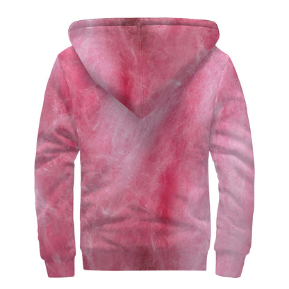 Pink Cotton Candy Print Sherpa Lined Zip Up Hoodie