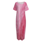 Pink Cotton Candy Print Short Sleeve Long Nightdress