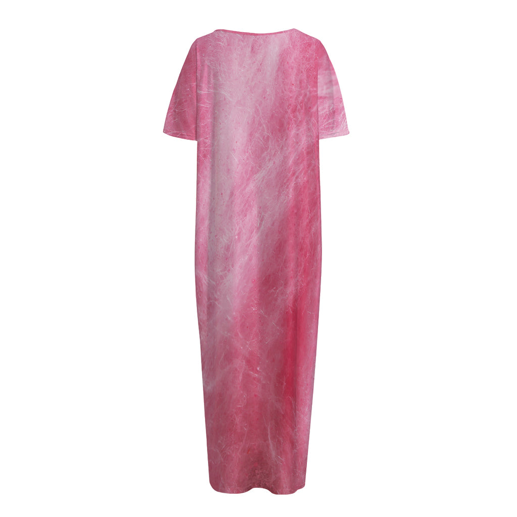 Pink Cotton Candy Print Short Sleeve Long Nightdress