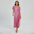 Pink Cotton Candy Print Short Sleeve Maxi Dress