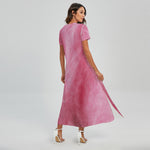 Pink Cotton Candy Print Short Sleeve Maxi Dress