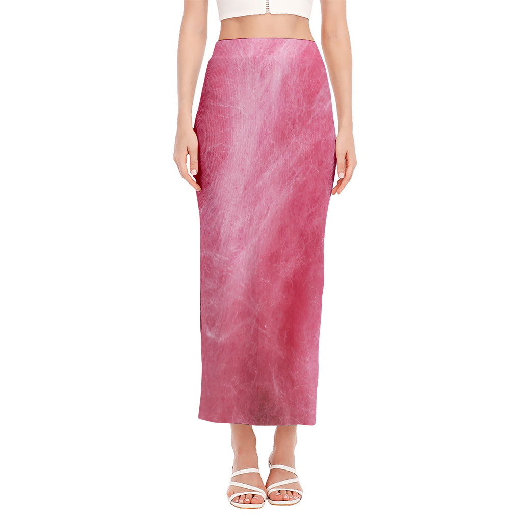 Pink Cotton Candy Print Side Slit Maxi Skirt