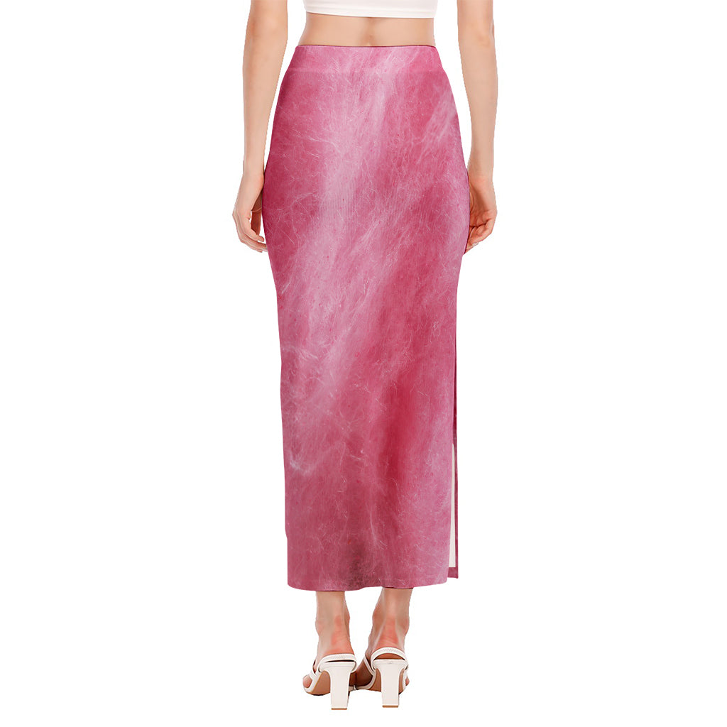 Pink Cotton Candy Print Side Slit Maxi Skirt