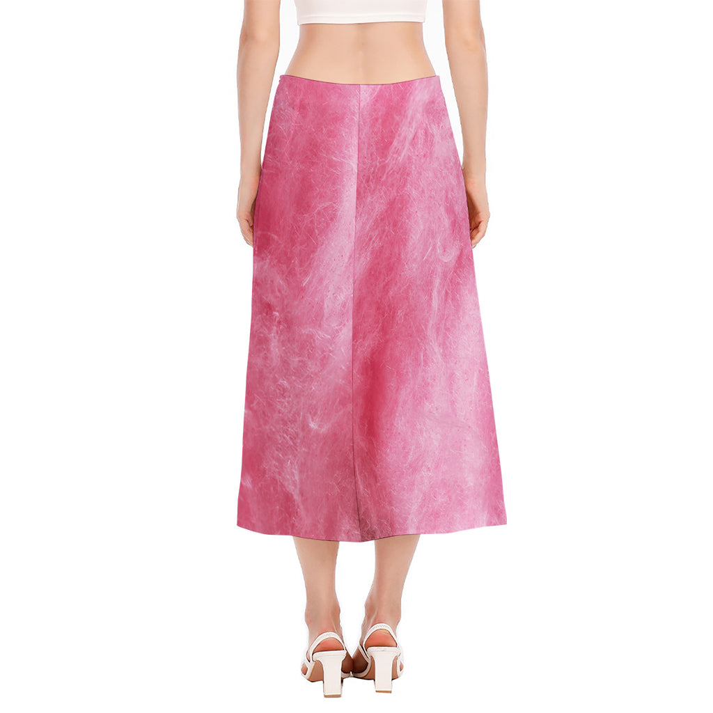 Pink Cotton Candy Print Side Slit Midi Skirt