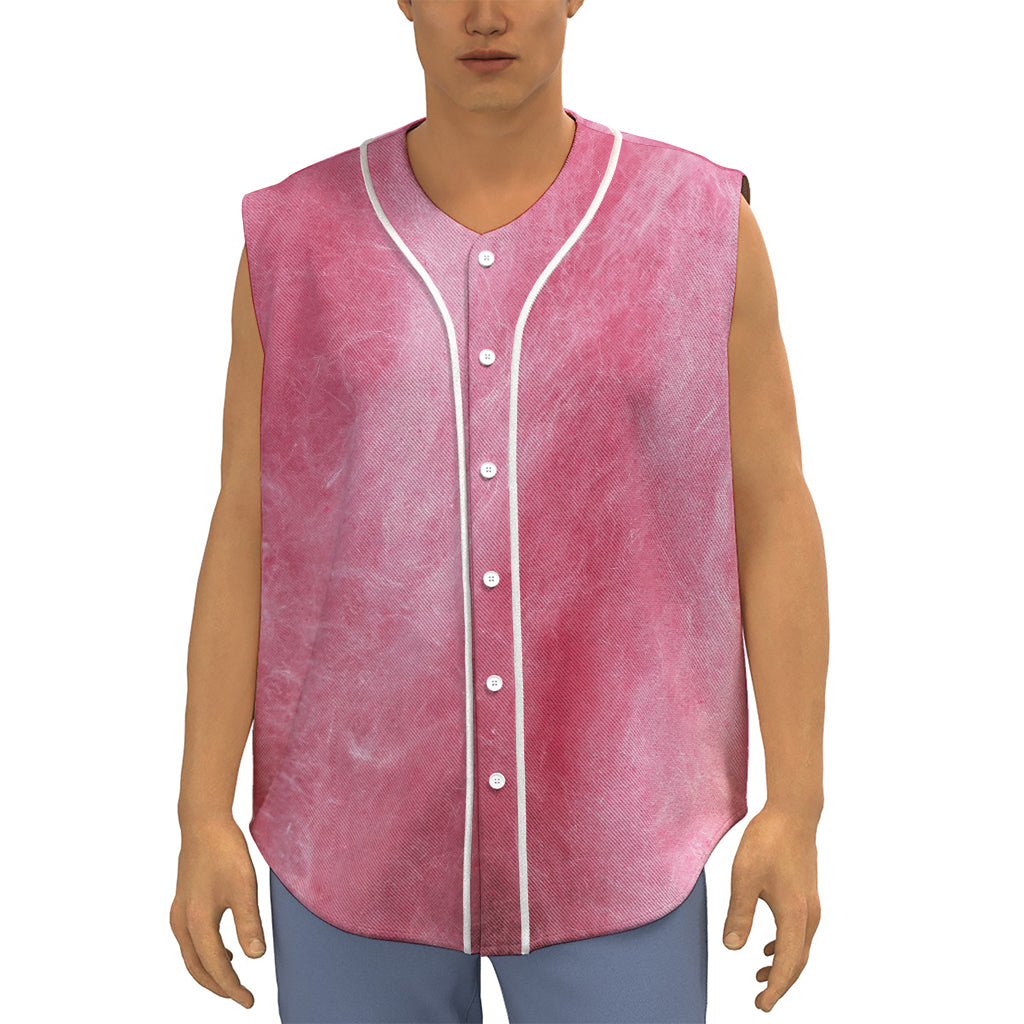 Pink Cotton Candy Print Sleeveless Baseball Jersey